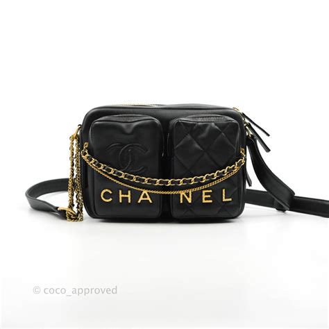 Chanel Quilted Small Camera Case Black Calfskin